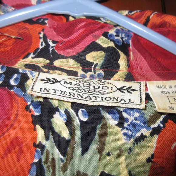 Vtg Long Sleeve Rayon Blouse Sequins Beads Medium - Picture 2 of 4